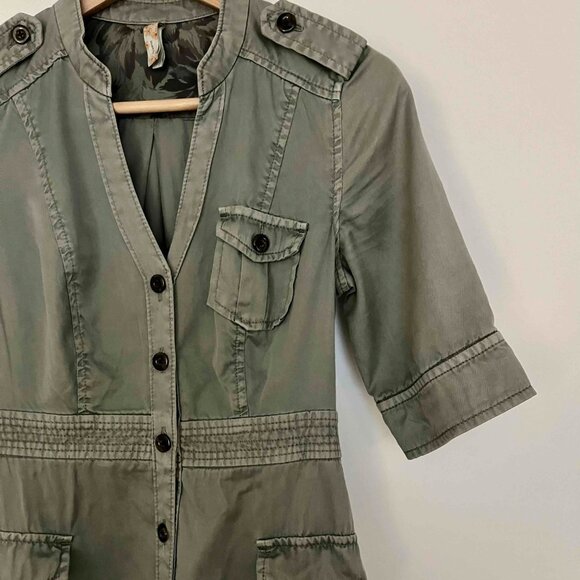 Anthropologie Olive Green Midi Swing Dress Size 2 - Picture 3 of 5